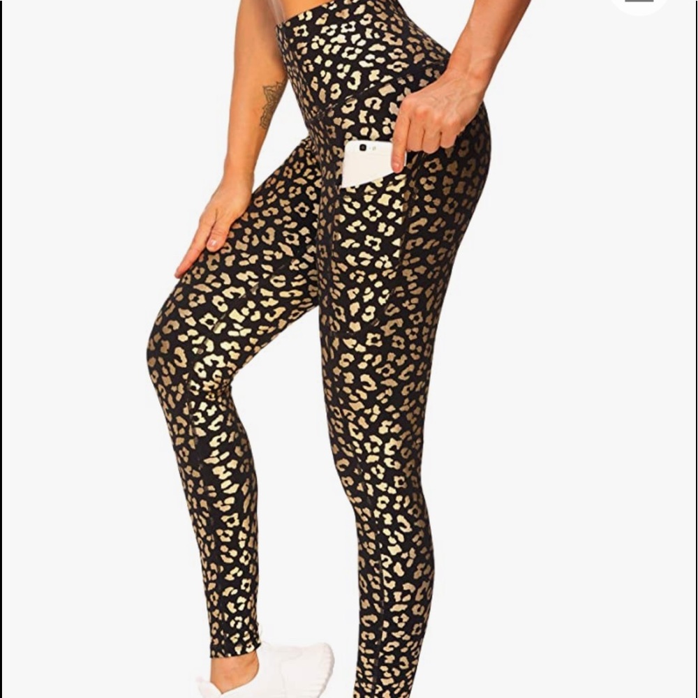 High Waist Metallic leopard leggings